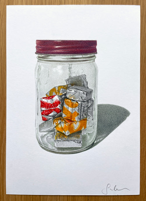 Jar of Oxo Cubes - Original Hand Drawing